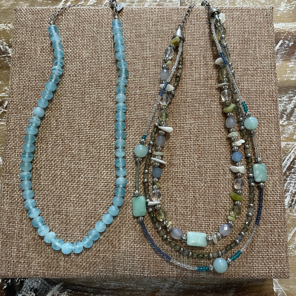 Lia Sophia Aqua and Earth Tone Necklace Set